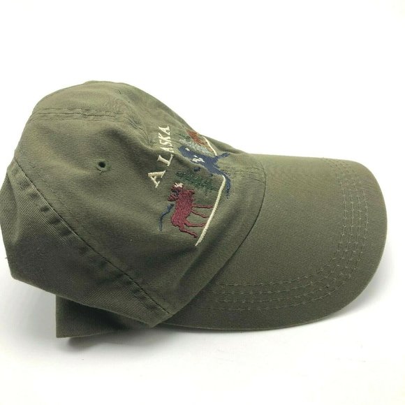 Alaska Elk Coyote Hunting Hat Cap Fitted Medium Olive Green Front Embroidery - Picture 5 of 9